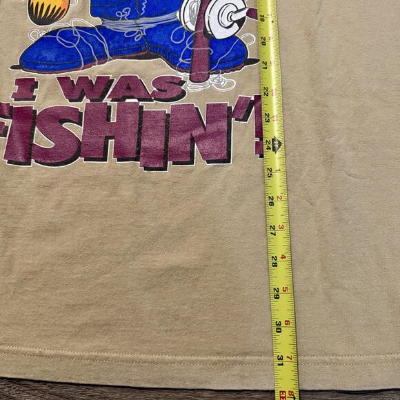 Vintage 90s Garfield Shirt Mens 3XL Wishin I Was Fishin Cartoon Graphic Made USA - Picture 8 of 10